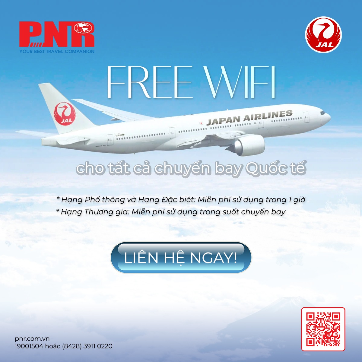 Japan Airlines free wifi cho mọi chuyến bay quốc tế